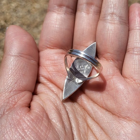 Zuni Multi Stones Diamond Shape Sterling Silver Native American Jewelry Sz 6.5US - Picture 10 of 13